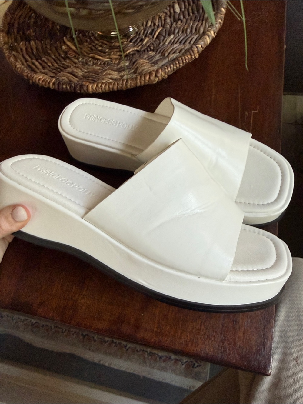 Princess Polly White Platform Slide Sandals